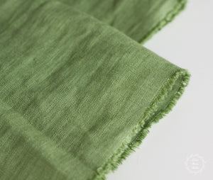 Apple Green Linen Fabric - Stonewashed 100% Linen Flax Material by the Meter - Linen by the Yard