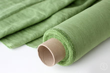 Load image into Gallery viewer, Apple Green Linen Fabric - Stonewashed 100% Linen Flax Material by the Meter - Linen by the Yard