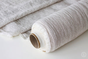 Striped Linen Fabric - Stonewashed