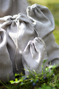 Linen Food Storage Bag - Reusable Kitchen Bread Bag - Zero Waste Softened Undyed Linen Laundry Bag