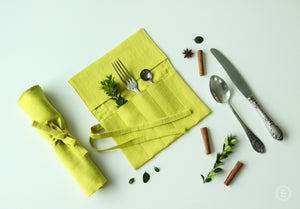 Gift for Camper Traveler - Linen Cutlery Roll - Reusable Utensil Holder