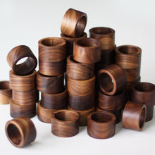 Load image into Gallery viewer, Wooden Napkin Rings - Black Walnut Napkin Holder - Hexagon Round or Square