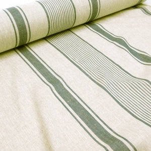 Heavy Weight Softened Linen Fabric - Upholstery Striped French Style Material