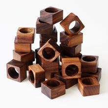 Load image into Gallery viewer, Wooden Napkin Rings Square - Black Walnut Napkin Holder - Hexagon Round or Square