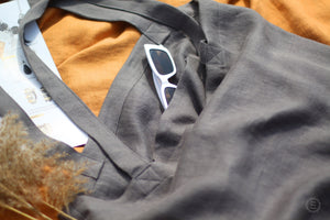 Linen Shopping Bag - Shoulder Tote Market Bag - Everyday Summer Bag - Strong Two Layers Bag