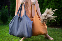 Laden Sie das Bild in den Galerie-Viewer, Große Strandtasche aus Leinen – Einkaufstasche – Schulter-Einkaufstasche – Alltags-Sommertasche – starke zweischichtige Tasche