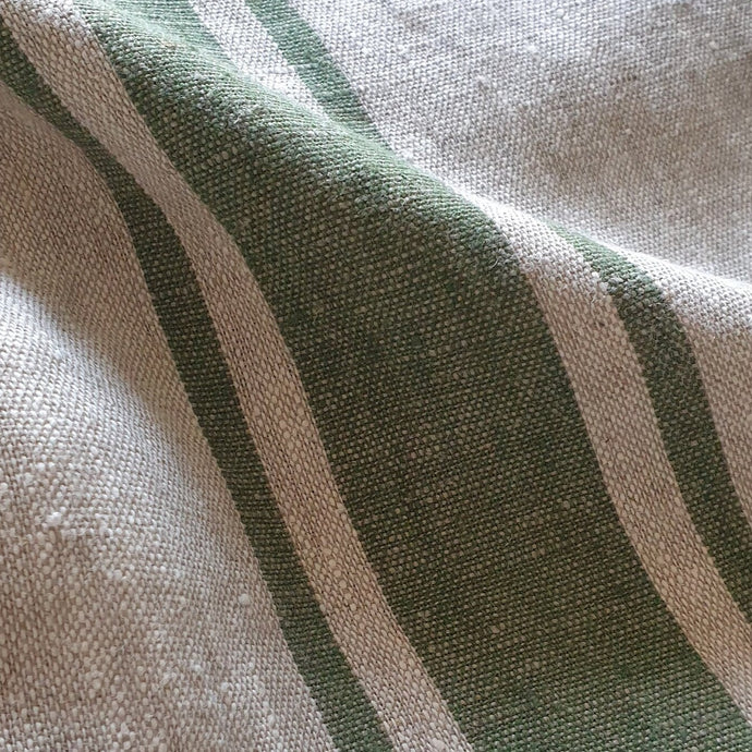 Heavy Weight Softened Linen Fabric - Upholstery Striped French Style Material