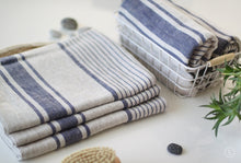 Charger l&#39;image dans la galerie, Big Linen Travel Towel - Striped French Style Beach Bath Sauna Sheet - 100% Softened Organic Linen Blanket