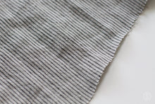 Load image into Gallery viewer, Striped Linen Fabric - Gray Black Stonewashed Vintage looking 100% Linen - Fabric by the Meter - Fabric by the Yard