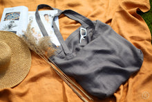 Load image into Gallery viewer, Linen Shopping Bag - Shoulder Tote Market Bag - Everyday Summer Bag - Strong Two Layers Bag