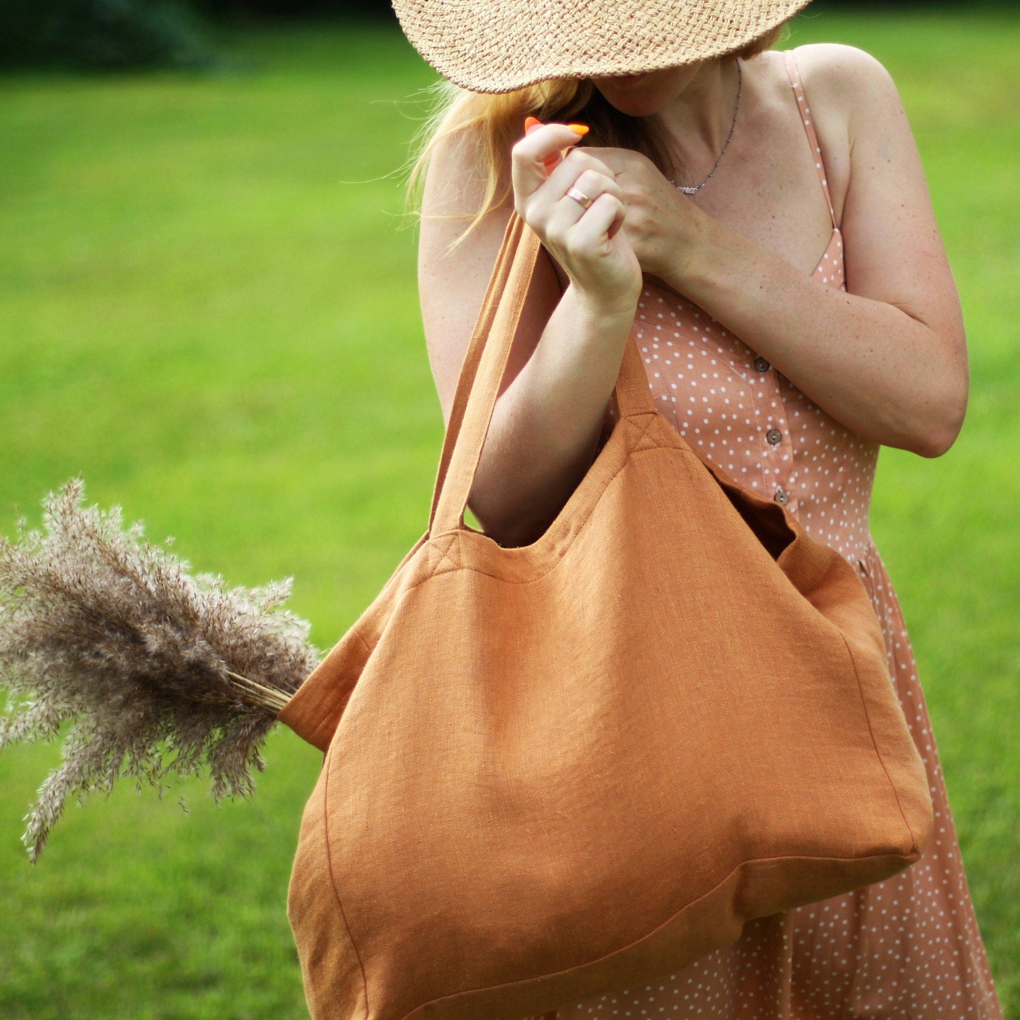 Large Linen Beach Bag Tote Bag Shoulder Shopping Bag