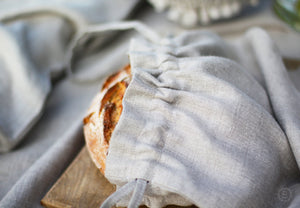 Brotbeutel aus Leinen – Wiederverwendbare Aufbewahrungstasche für Bio-Küchenlebensmittel – Einkaufstasche für frische Backwaren – Baguette-Tasche aus Leinen