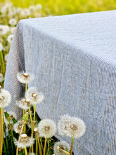 Laden Sie das Bild in den Galerie-Viewer, Linen Tablecloth Striped - Rectangle Square Round - Washed 100% Linen Fabric