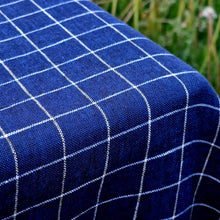 Charger l&#39;image dans la galerie, Checkered Blue Linen Tablecloth Rectangle Square Round - Washed 100% Linen Fabric